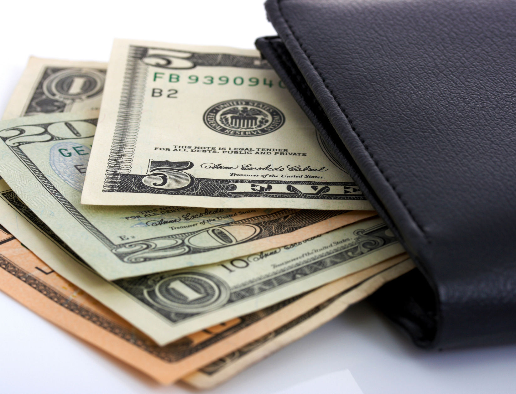 Dollars Cash In A Black Wallet